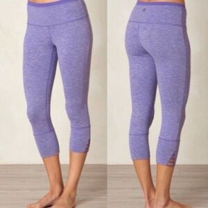 prAna | Size Large Tori Capri Leggings Purple Heather Lattice Detail